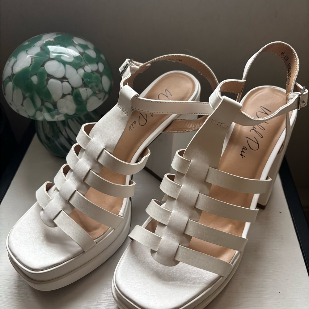 White Strappy Platform Sandals